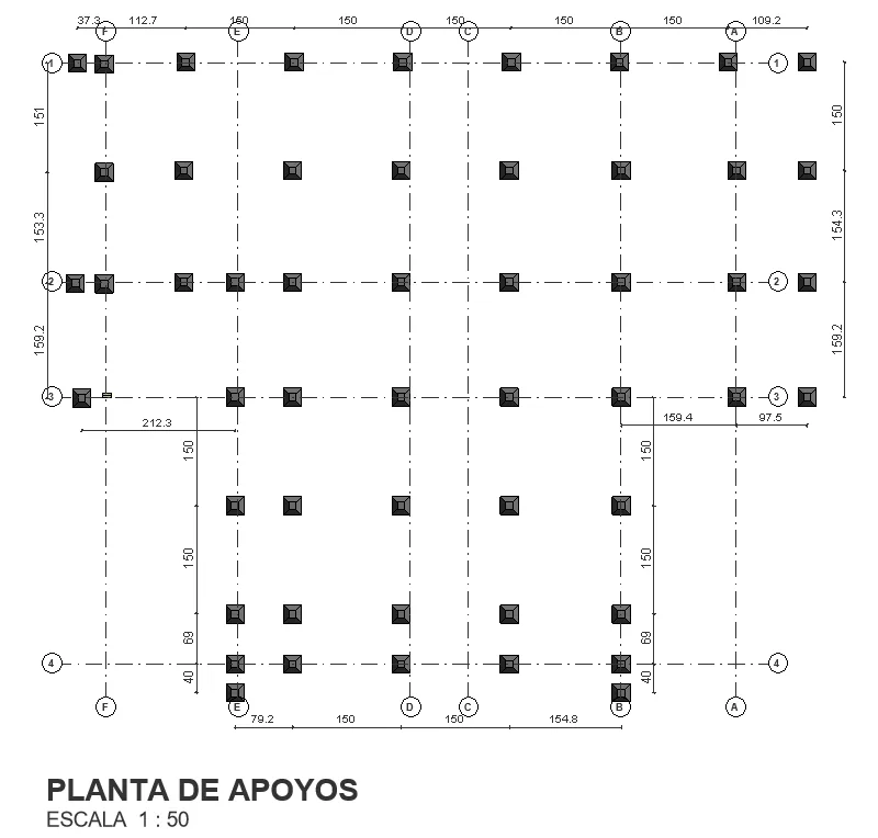 Planta estructural generada desde modelo BIM